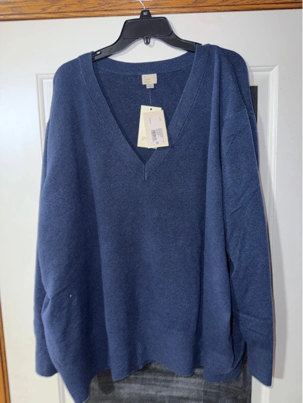 A New Day Navy Blue Oversized V-Neck Sweater 3X NWT